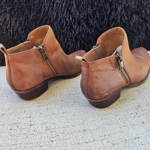 Lucky Brand Basel Bootie Toffee Brown Double zippers chunky block heel Size 6.5M - Picture 5 of 12